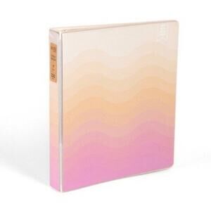 Yoobi Evolve 1" 3-Ring Binder Tangerine Dream Scallop Design D-Ring Pink Sunset